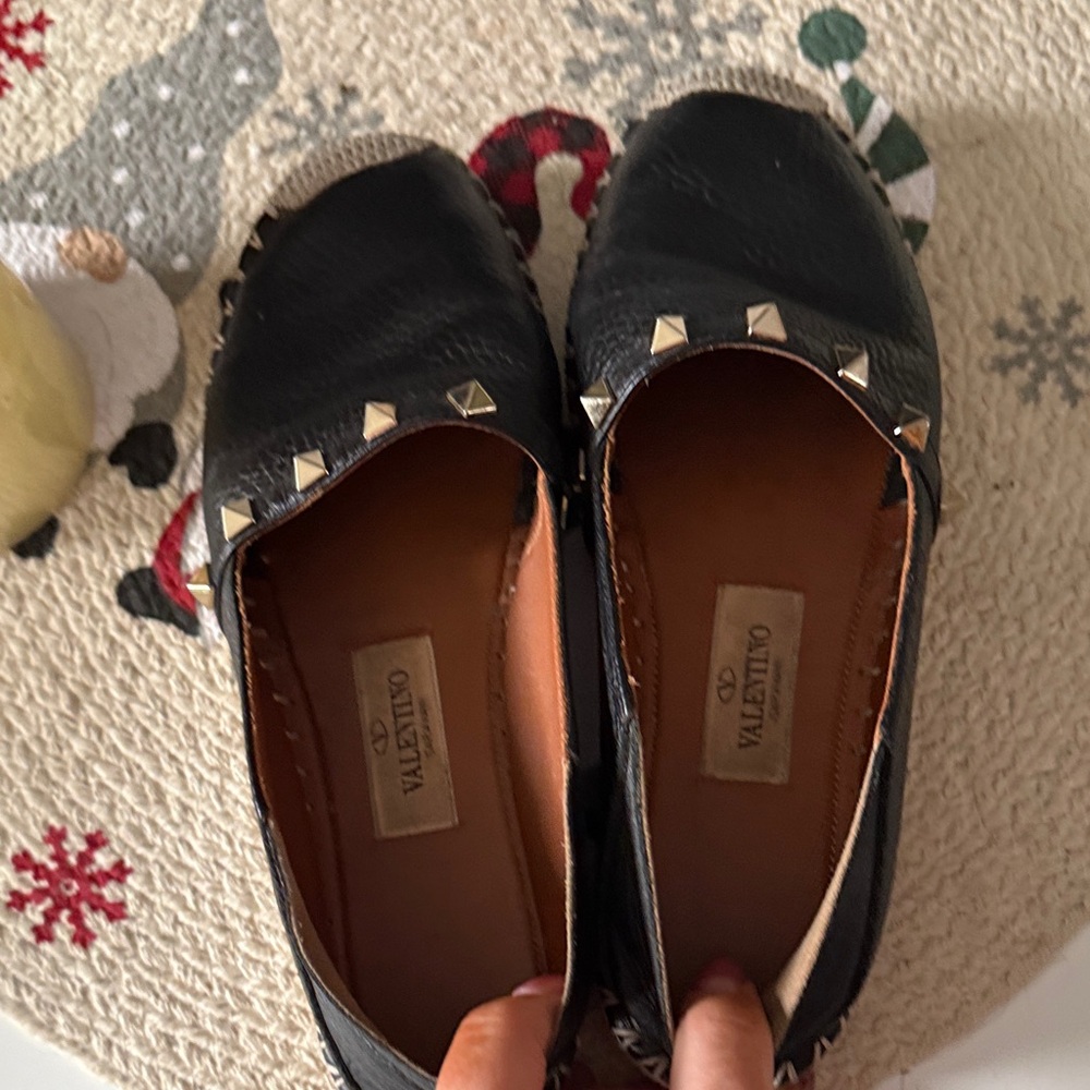 Valentino Garavani Black Rockstar Studded Flats size 35